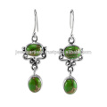 Green Copper Turquoise Gemstone 925 Sterling Silver Earring